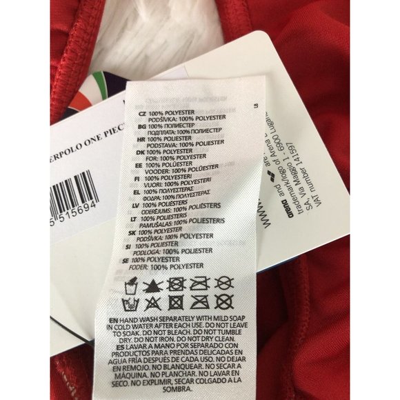 Arena Women's Solid Waterpolo One Piece Swimsuit Red Size 26  NWT - Picture 10 of 15